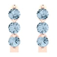 thumbnail image 3 of Rose Solid Solid Gold Hoop Stud Everyday Dainty Earrings - 0.48 Ct Brilliant Round Cut Natural Sky Blue Topaz 14K, Everyday Dainty Earrings Lever Back, 3 of 7