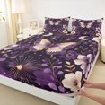 thumbnail image 5 of Homewish Girls Butterfly Bed Sheets, Chic Floral Leaf Full Size Sheets, 4pcs, 1 Flat Sheet, 1 Fitted Sheet and 2 Pillowcases, 5 of 6