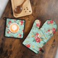 thumbnail image 5 of Pioneer Flower Floral Print Pattern Kitchen Oven Mitt and Pot Holder Sets 2 Pcs for Baking, Cooking and Grilling, Heat Resistant Up To 392 °F, 5 of 7