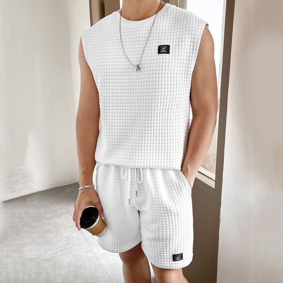 Vedolay Short Sets Men Mens 2023 Summer 2 Piece Set Short Sleeve T Shirts and Shorts Sets,Black M
