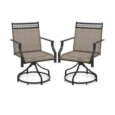 YYAo Patio Dining Chairs,Outdoor Bistro Chairs,Patio Swivel Dining Chairs Set of 2 with Heavy-duty Metal Frame and Armrests-Brown