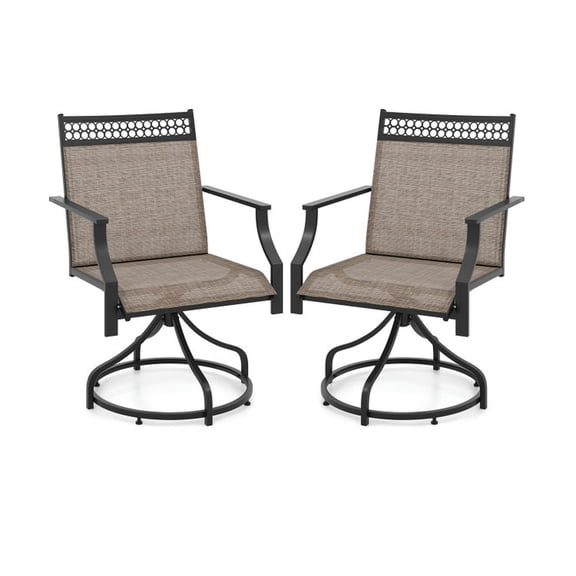 Spaco Patio Swivel Dining Chairs Set of 2, Dining Chairs Set with Heavy-duty Metal Frame and Armrests, 2-Piece Dining Chairs for Outdoor as Garden, Patio, Brown