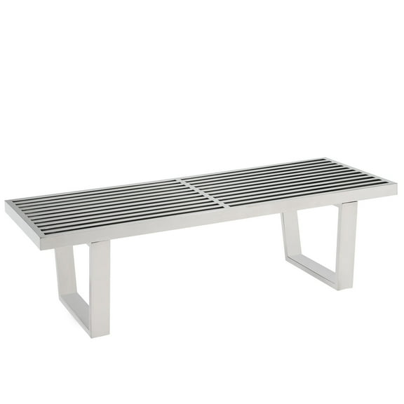Modway Sauna 48" Modern Style Stainless Steel Bench in Silver Finish