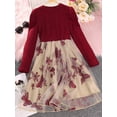thumbnail image 3 of Child Girls Autumn Casual A-line Dress Long Sleeve Butterfly Print Tulle Patchwork Dress, 3 of 6