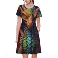 thumbnail image 1 of Balery Whimsical Dragon Color Cool Vestidos sueltos de manga corta para mujer, vestidos de verano 2025, vestidos casuales de corte A con vuelo., 1 of 6