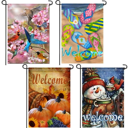 Anley Seasonal Garden Flags Set 4 Seasons Series Spring Summer Autumn Winter Garden Flags Double Sided 18 x 12.5 Inch