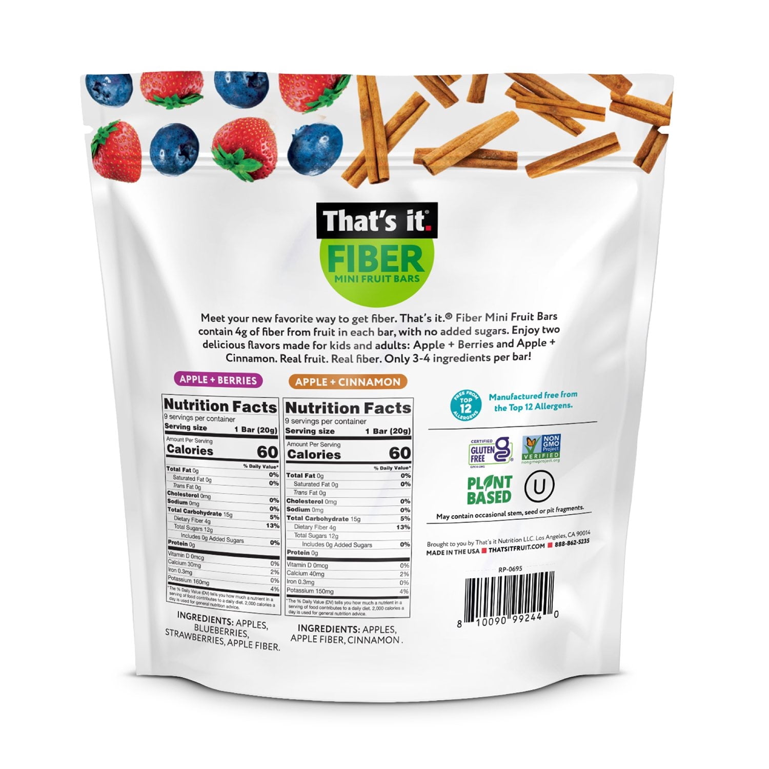 That's it. Fiber Mini Fruit Bars, 0.7 oz., 18 pk.
