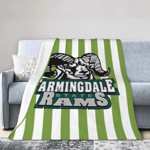 Farmingdale State College Logo Fleece Blanket, Very Soft Microfiber Flannel Blanket for Couch Warm and Cozy for All Seasons