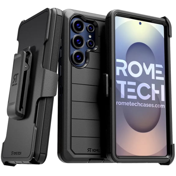 Defender Case for Samsung Galaxy S25 Ultra with Belt Clip, Kickstand, Dual-Layer, Black
