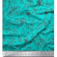 thumbnail image 1 of Soimoi Green Cotton Voile Fabric Grapes,Glass & Jug Hand Drawn Decor Fabric Printed Yard 42 Inch Wide, 1 of 1