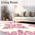 thumbnail image 2 of ODIKA 6x9 Machine Washable Non-Slip Area Rug, Damask Scroll Work Weathered Traditional Design High Traffic Rug with Pad, Pink, 657348, 2 of 8