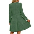 thumbnail image 5 of Womens Elegant Long Sleeve Short Dress Wedding Guest Crewneck Cocktail Dresses Army Green XXL, 5 of 7