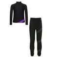 thumbnail image 3 of TiaoBug Kids Girls Shiny Figure Ice Skating Long Sleeve Jacket with Gymnastics Leggings Set Purple 14, 3 of 6