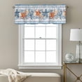 thumbnail image 3 of Blue Coastal Valance Curtain for Windows Orange Starfish Coral Beach Nautical Botanical Rod Pocket Curtain Valances Short Window Treatments Panels for Kitchen Bathroom Laundry Basement 56 x 16 Inch, 3 of 9