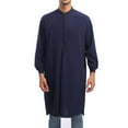 thumbnail image 4 of Mens Button Down Shirt Shirt Bulk Dress Shirts Men X Large Mens Shirts Tee N Big And Tall T Top Print Dress Button Arabic Style Fashion Long Men's Solid Robe Navy M, 4 of 5