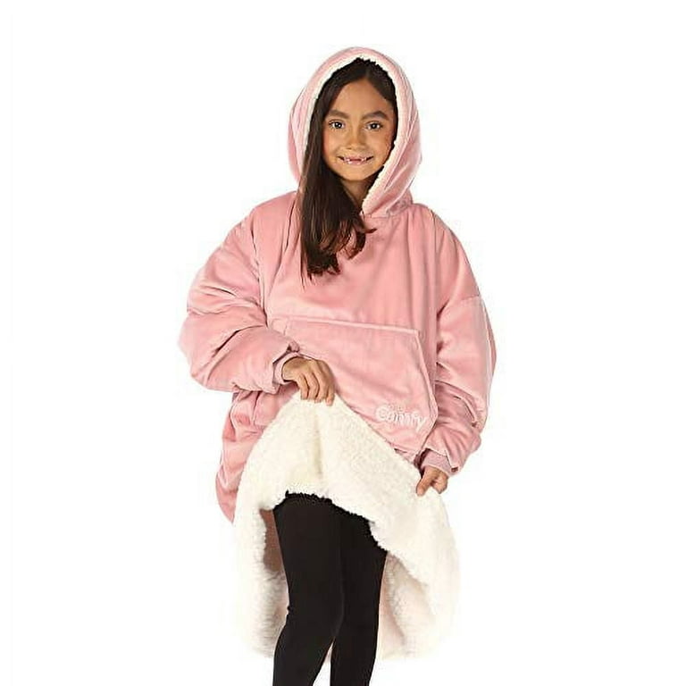 THE COMFY JR | The Original Oversized Microfiber & Sherpa Wearable Blanket  for Kids, Seen On Shark Tank, One Size Fits All (Blush)