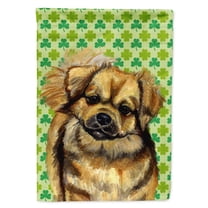 Carolines Treasures LH9214-FLAG-PARENT Tibetan Spaniel St. Patricks Day Shamrock Portrait Flag  multicolor