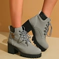 thumbnail image 2 of Mostsola Womens Combat Ankle Boots Lace up Chuncky Lug Sole Platform Low Heel Round Toe Booties, 2 of 7