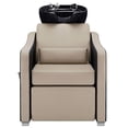 thumbnail image 2 of BarberPub Backwash Shampoo Station Chair, Adjustable Porcelain Ceramic Hair Wash Bowl with Chair, Reclining Shampoo Station for Barber Shop, Spa Beauty Salon Equipment 9364 (Black and creamy white), 2 of 8
