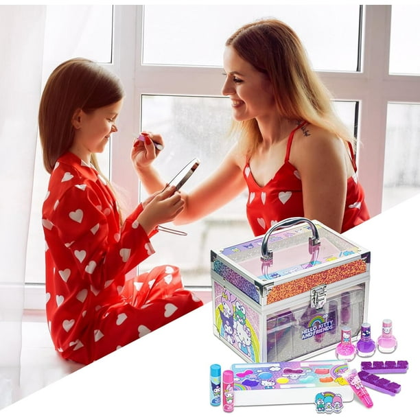 Hello Kitty Kids Makeup Set in Train Case for Girls Ages 3+ with
