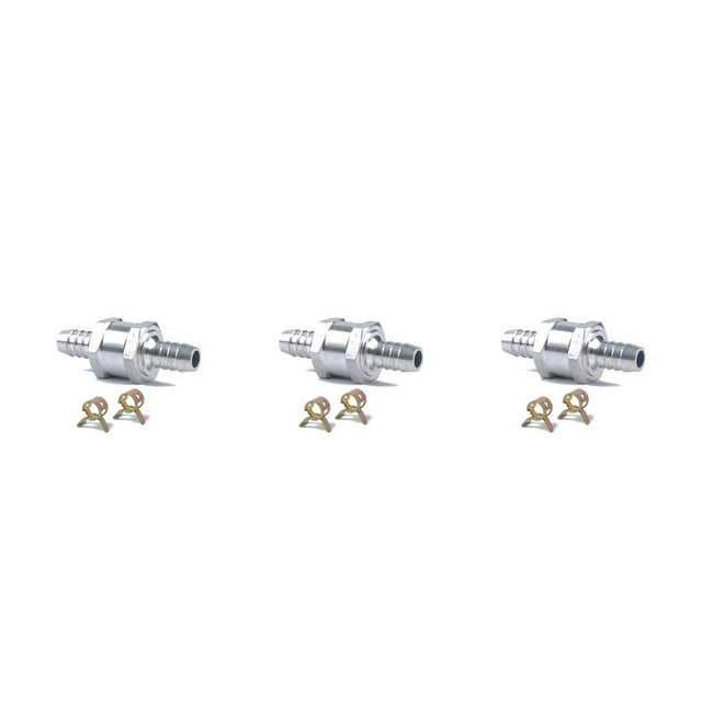 relayinert 3PCS Aluminium Alloy Fuel Non Return Check Valve One Way Petrol Spring Clip Silver 8mm 3Set