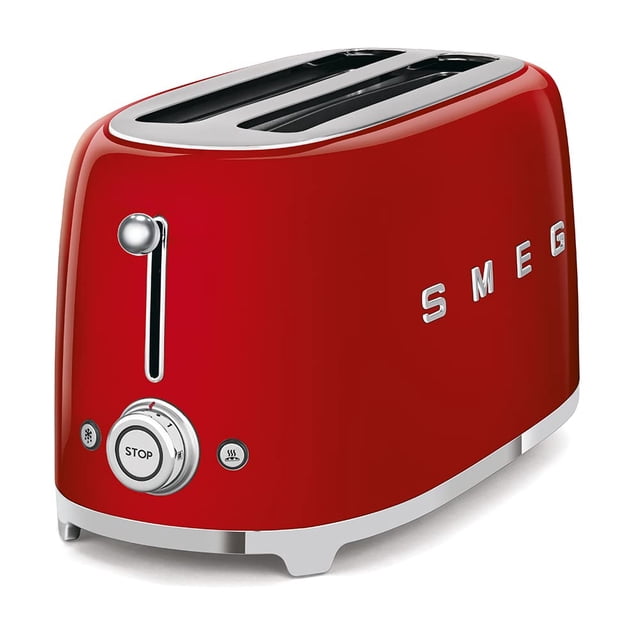 Tostadora Smeg, estilo años 50, estética retro, 4 rebanadas, 6 presets, roja