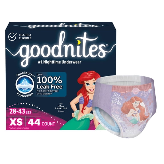 GoodNites Youth Youth Absorbent Underwear X-Small 28 to 43 lbs. 46761, 44 Ct