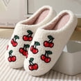 thumbnail image 2 of Cherry Couple Cotton Slippers Home Indoor Cartoon Platform Slides Ladies 2023 Designer Warm Comfortable Winter Shoes Women (peach,40-41), 2 of 6