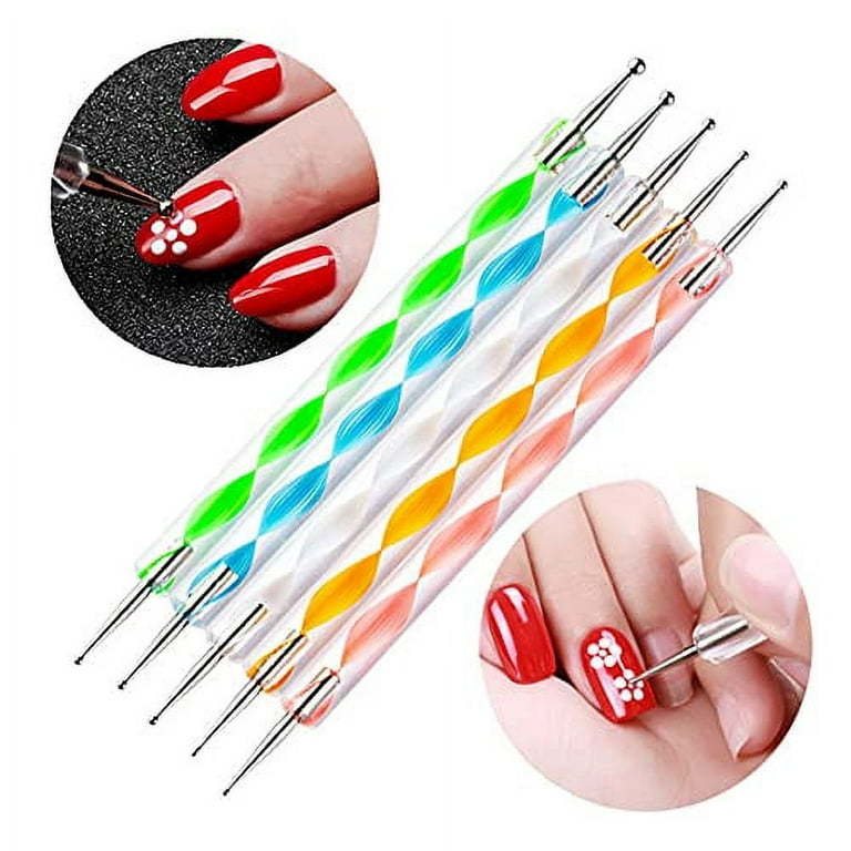 5PCS Dotting Pens with 3 PCS Nail Painting Brushes, Nail Art Design ToolsC  
