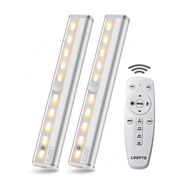 Luces bajo gabinete LDOPTO inalámbricas con control remoto, paquete de 2