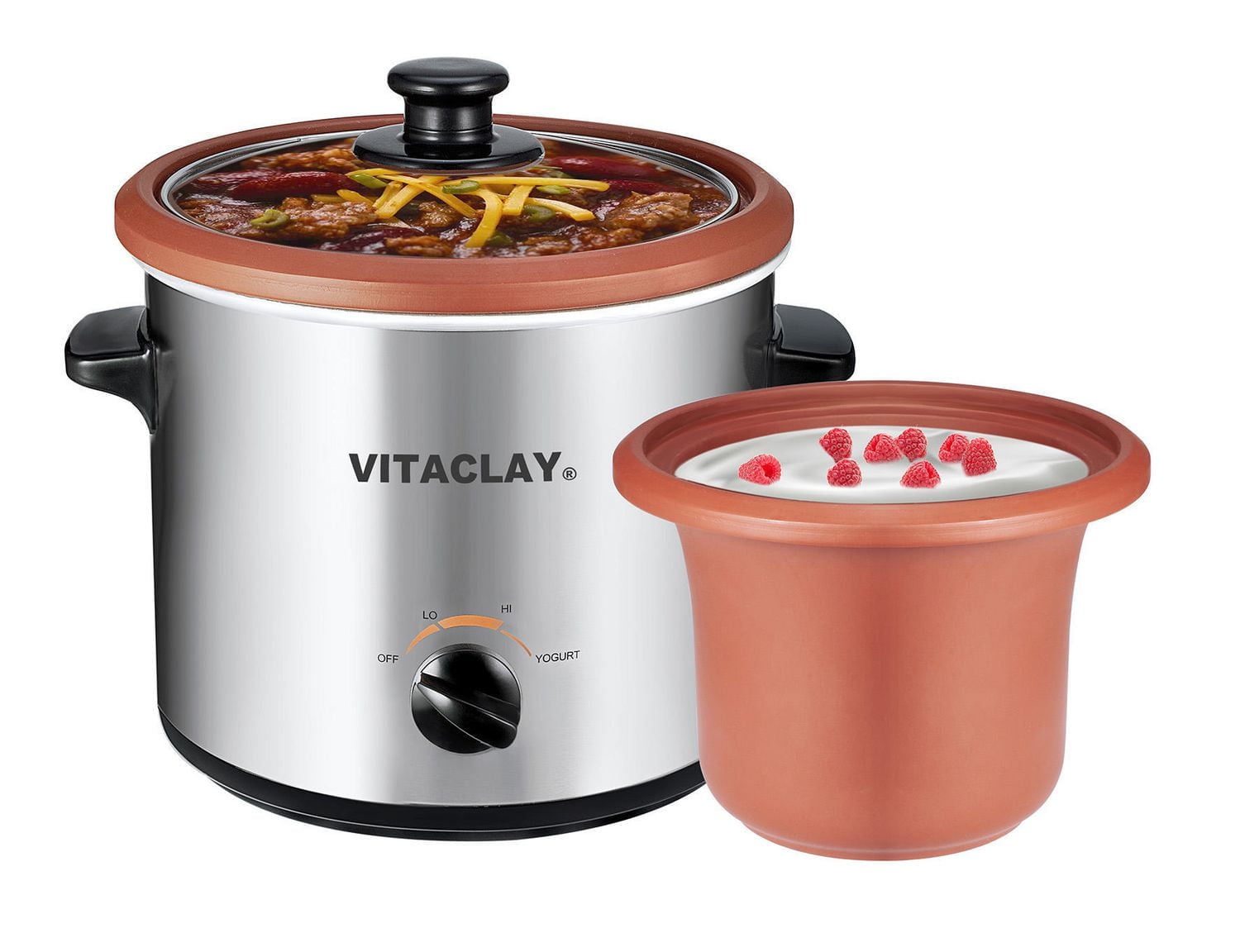 Vitaclay 2-in-1 Yogurt Maker / Personal Slow Cooker with High Fired Clay Pot, VS7600-2C