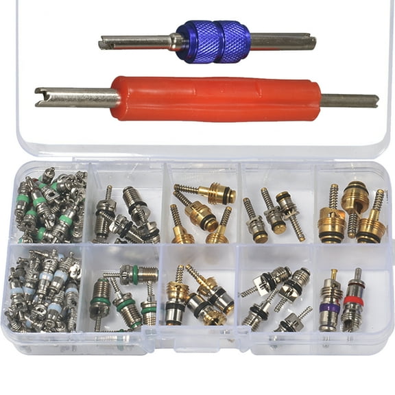 102Pcs Air Conditioning Valve Core Valve Cores Accessories A/C R12 R134a Accessories Kit