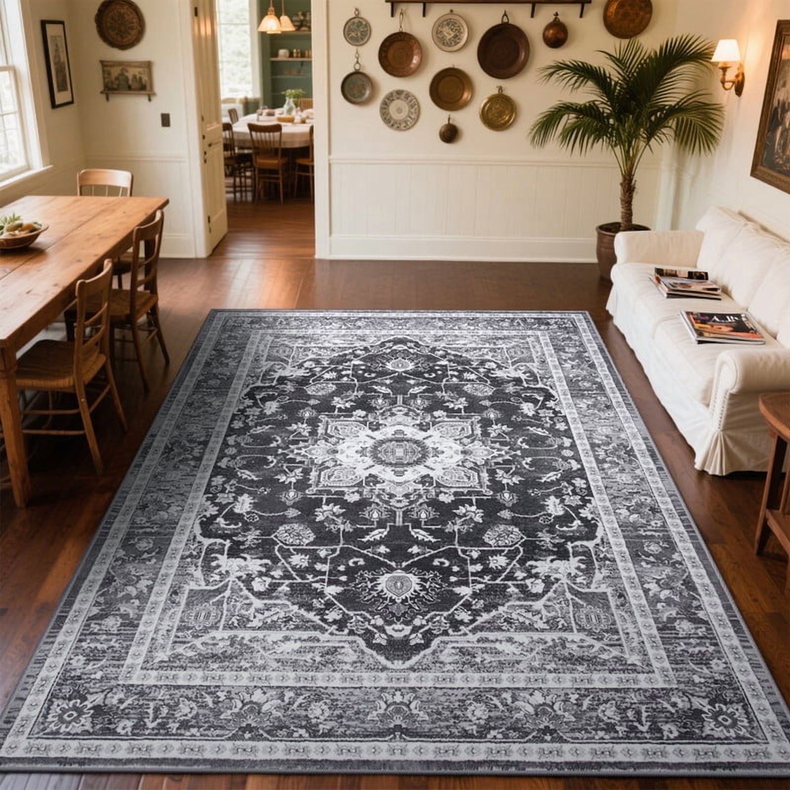 TWINNIS 8'x10'Area Rug Non-Slip Indoor Carpet Soft Rug for Living Room,Gray