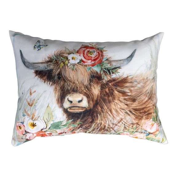 Bloom Highland Cow Climaweave Pillow 18" x 13"
