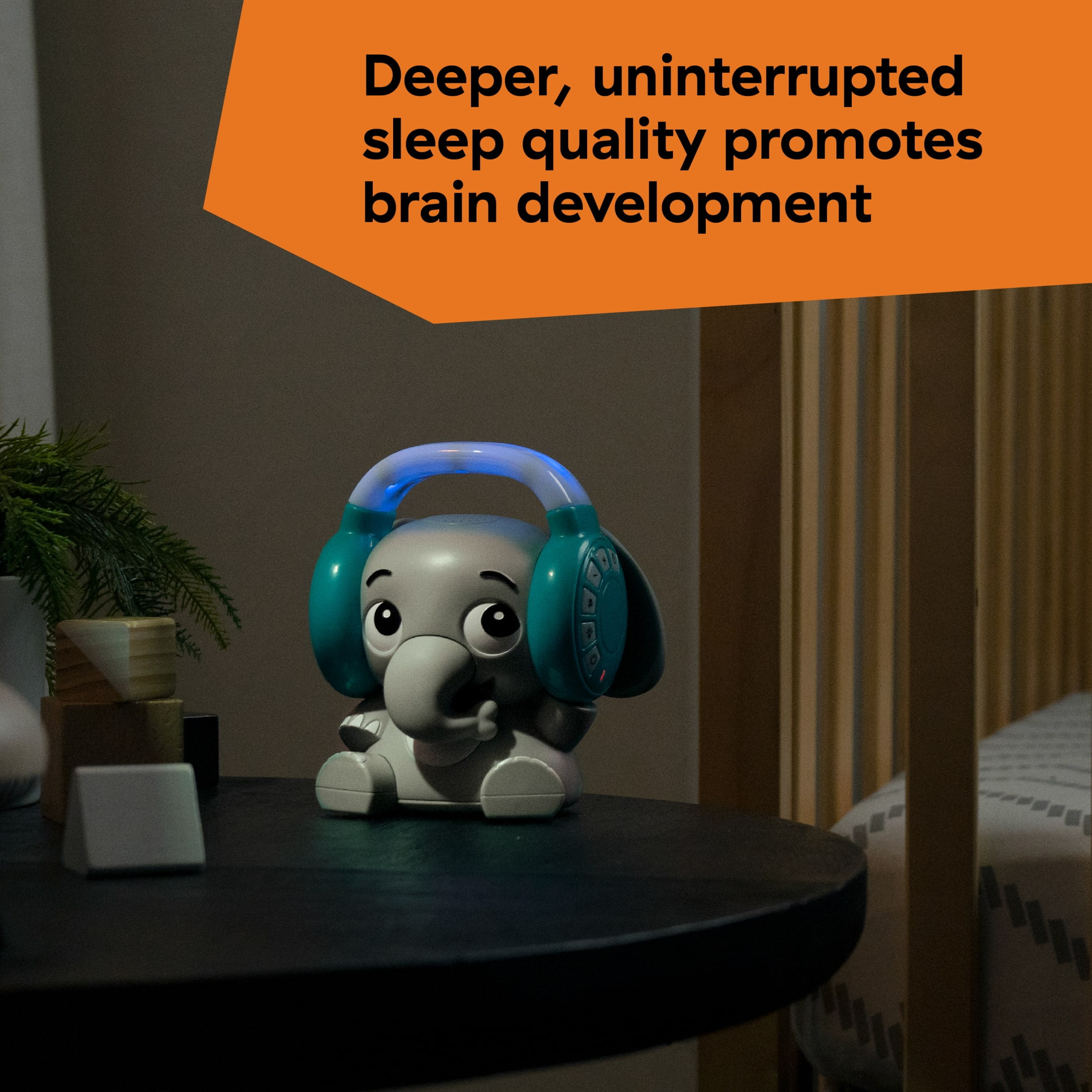 Earl the Elephant Bluetooth Soother Sound Machine, Stream Music + Night Light, Infant to Toddler