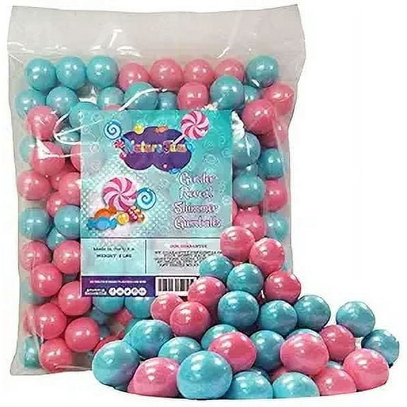 Gender Reveal Gumballs Shimmer Pearl Pink and Blue Bubble Gum 2 Pounds-1 inch size-Padded for Safety