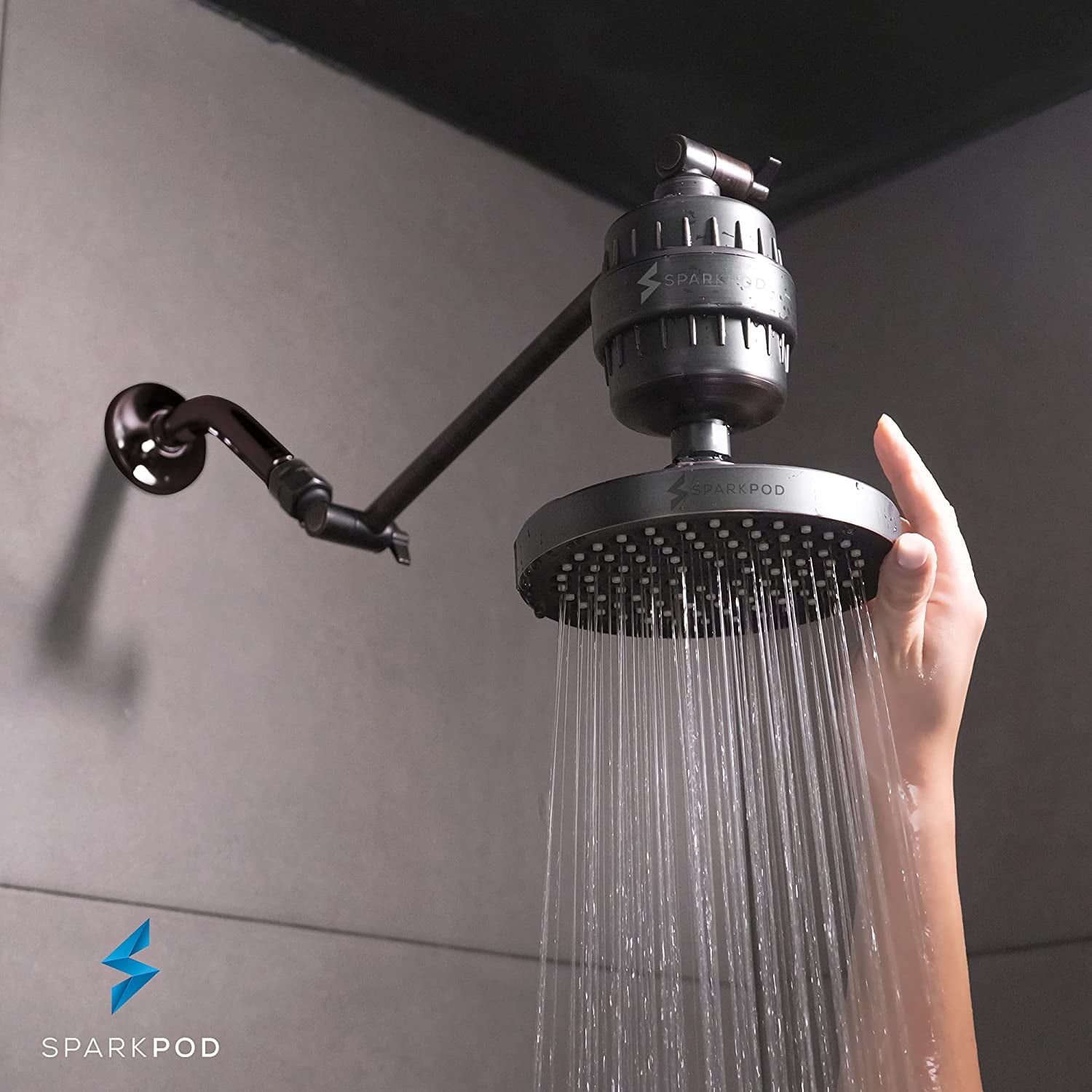 SparkPod High Pressure Rainfall Shower Head, Easy Install, Energy Saving (6 inch Round, Oil-Rubbed Bronze)