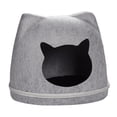 thumbnail image 3 of Casa de fieltro para gatos, cama calentadora para gatos, extraíble, resistente a los arañazos, forma de cabeza de gato, suministros para mascotas, Gris claro, 3 of 8