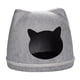 thumbnail image 2 of Cama cueva de fieltro para gatos, extraíble, acogedora, con forma de cabeza de gato, ideal para las cuatro estaciones. Gris claro, 2 of 9