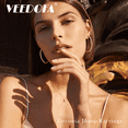thumbnail image 2 of VEEDOFA 14K Gold Plated CZ Hoop Earrings for Women, Lightweight 20/30/40mm Hoops, 2 of 7