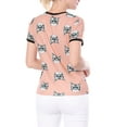 thumbnail image 3 of INSPIRE CHIC Women's Short Sleeve Contrast Cartoon Pet Print Tee Ringer T-Shirt Tops XL Pink, 3 of 6