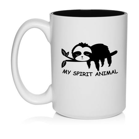 

Sloth My Spirit Animal Funny Ceramic Coffee Mug Tea Cup Gift for Her Him Friend Coworker Wife Husband (15oz White)