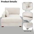 thumbnail image 5 of UIXE Oversized Corduroy Chaise Lounge Chair with Right Armrest,Comfy Upholstered Sleeper Sofa Indoor Recliner Seat w/Washable Cover for Bedroom Living Room, Beige, 5 of 7