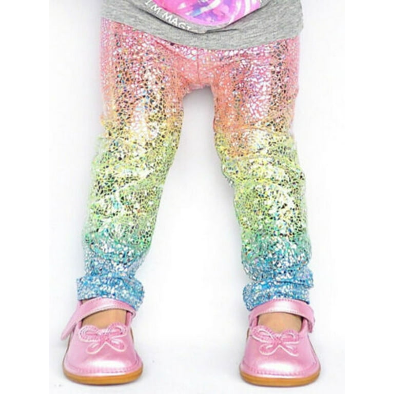 EYIIYE Kids Girls Gradient Trousers Rainbow Color Loose Stretch Wide Leg Casual  Pants 1-6 Years 
