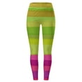 thumbnail image 5 of Gyexs Striped Tights for Women - Green and White / Pink and Purple / Yellow and Blue, Rainbow Print Leggings Green & Size XXXL, 5 of 5