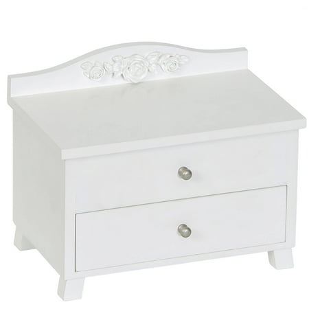Leone Girl's Wooden Musical Ballerina Jewelry Box in White