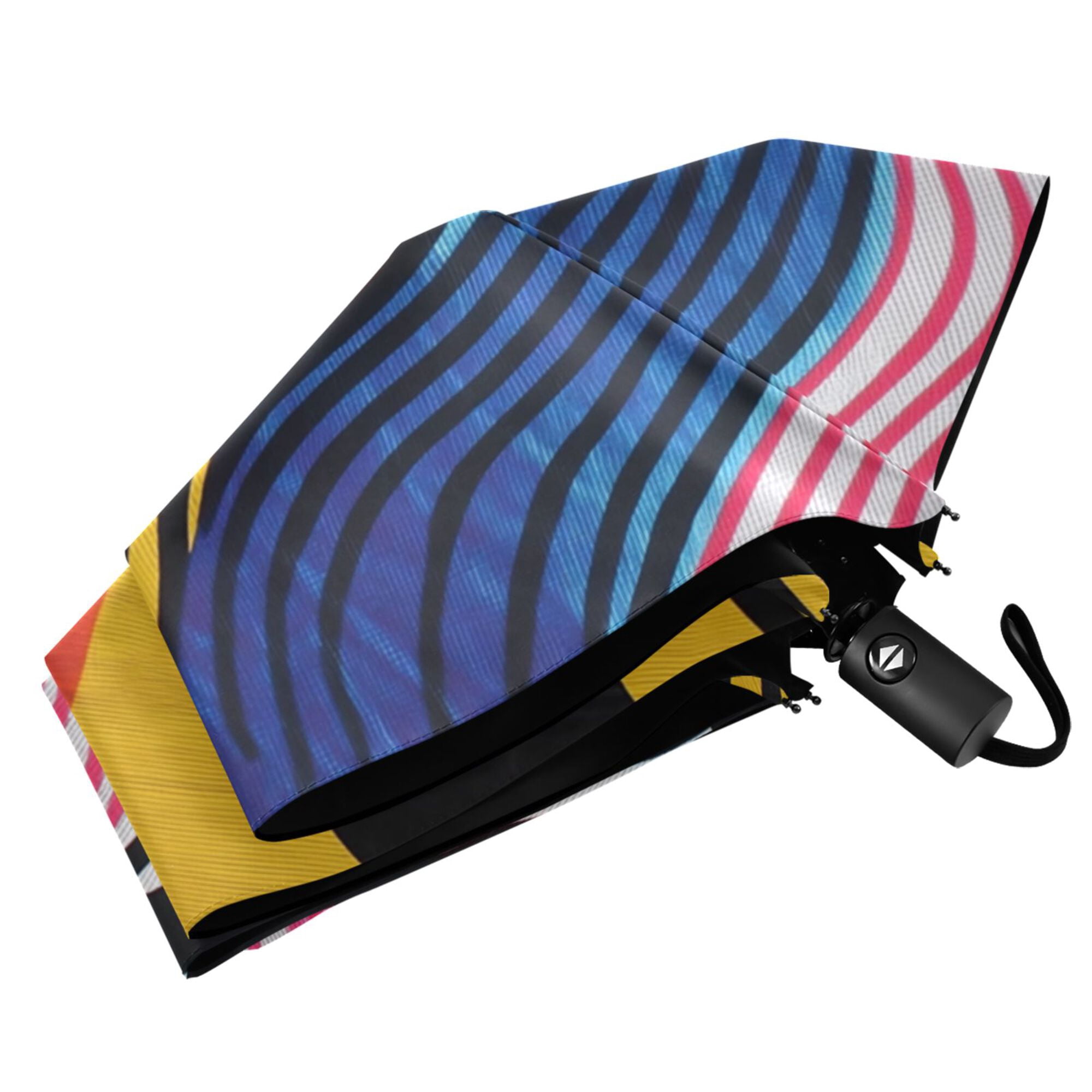 FORMRS Travel Umbrella Folding Auto Open Close Windproof Rain UV Protection, Stripes Pattern
