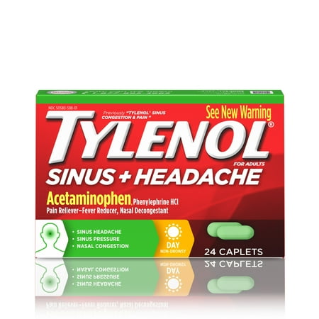 Tylenol Sinus Congestion And Pain Caplets, Daytime, 24 Count