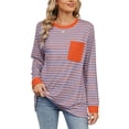 thumbnail image 5 of Siilsaa Womens Oversized Sweatshirt 2024 Casual Crewneck Long Sleeve Colorblock Striped Pullover Tunic Tops Outfits Purple,M, 5 of 5