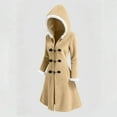 thumbnail image 4 of Jinhomg Women Christmas Coat Long Sleeve Faux Fur Trim Hooded Jacket Winter Warm Outerwear Elegant Holiday Outerwear Khaki XXL, 4 of 9